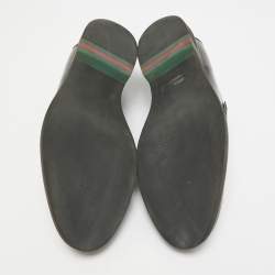 Pre Owned Gucci Black Leather Driver Loafers Size 43