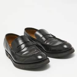 Pre Owned Gucci Black Leather Driver Loafers Size 43