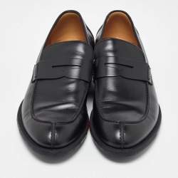 Pre Owned Gucci Black Leather Slip on Loafers Size 43