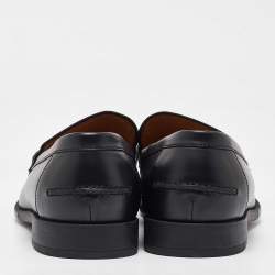 Pre Owned Gucci Black Leather Slip on Loafers Size 43