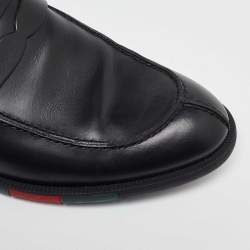 Pre Owned Gucci Black Leather Slip on Loafers Size 43