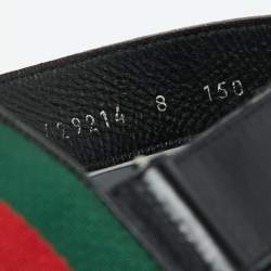 Pre Owned Gucci Black Leather Horsebit Web Flat Sandals Size 42