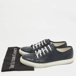 Gucci Navy Blue Leather Lace Up Sneakers Size 44