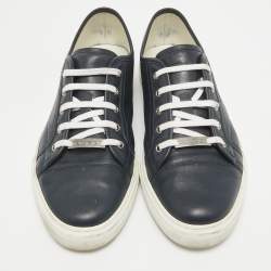 Gucci Navy Blue Leather Lace Up Sneakers Size 44