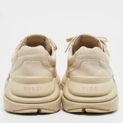 Gucci Cream Leather Vintage Logo Rhyton Sneakers Size 44.5