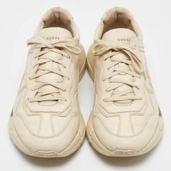 Gucci Cream Leather Vintage Logo Rhyton Sneakers Size 44.5