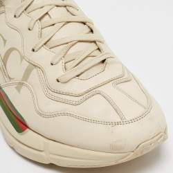 Gucci Cream Leather Vintage Logo Rhyton Sneakers Size 44.5