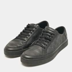 Gucci Black/Grey GG Canvas and Leather Low Top Sneakers Size 44