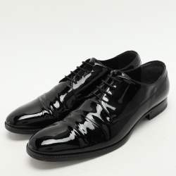 Gucci Black Patent Leather Lace Up Derby Size 45