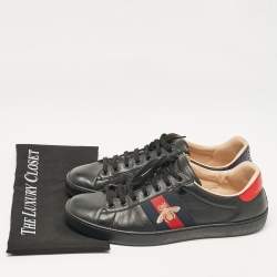 Gucci Black Leather Ace Lace Up Sneakers Size 45