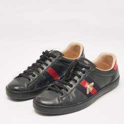Gucci Black Leather Ace Lace Up Sneakers Size 45