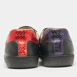 Gucci Black Leather Ace Lace Up Sneakers Size 45