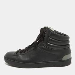 Gucci Black/Grey Leather GG Ace High Top Sneakers Size 40