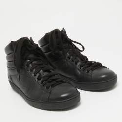 Gucci Black/Grey Leather GG Ace High Top Sneakers Size 40