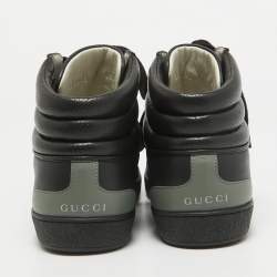 Gucci Black/Grey Leather GG Ace High Top Sneakers Size 40