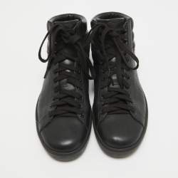 Gucci Black/Grey Leather GG Ace High Top Sneakers Size 40