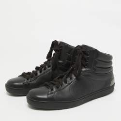 Gucci Black/Grey Leather GG Ace High Top Sneakers Size 40