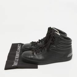 Gucci Black/Grey Leather GG Ace High Top Sneakers Size 40