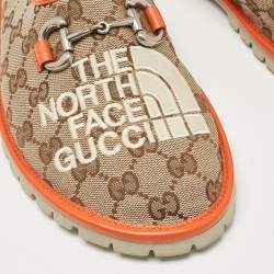 Gucci x The North Face Beige/Orange GG Canvas and Leather Flat Mules Size 41