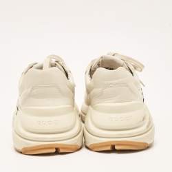 Gucci Cream Leather Rhyton Lace Up Sneakers Size 41