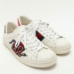 Gucci White Leather Ace Low Top Sneakers 44