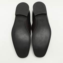 Pre Owned Gucci Brown Leather Web Detail Loafers Size 43