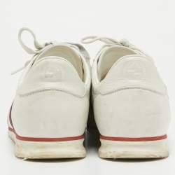 Pre Owned Gucci White Guccissima Leather Web Detail Low Top Sneakers Size 43