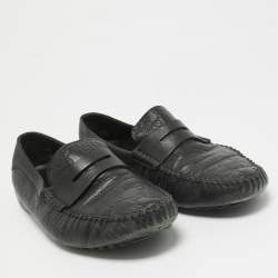 Gucci Black Guccissima Leather Penny Slip On Loafers Size 42.5