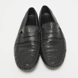 Gucci Black Guccissima Leather Penny Slip On Loafers Size 42.5