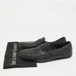 Gucci Black Guccissima Leather Penny Slip On Loafers Size 42.5