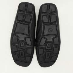 Gucci Black Leather Web GG Marmont Loafers Size 42