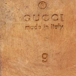 Pre Owned Gucci Brown Leather GG Jordaan Loafers Size 43