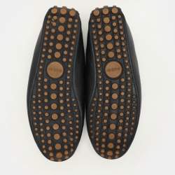 Gucci Navy Blue Leather Embellished Loafers Size 44.5