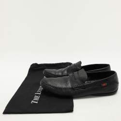 Gucci Black Guccissima Leather Penny Loafers Size 44