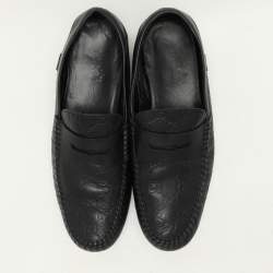 Gucci Black Guccissima Leather Penny Loafers Size 44