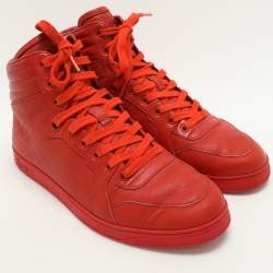 Gucci Red Diamante Leather High Top Sneakers Size 42