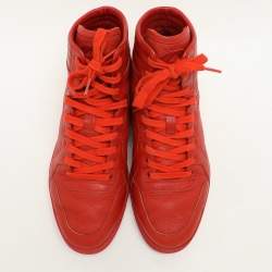 Gucci Red Diamante Leather High Top Sneakers Size 42