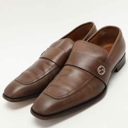 Gucci Brown Leather Slip On Loafers Size 44