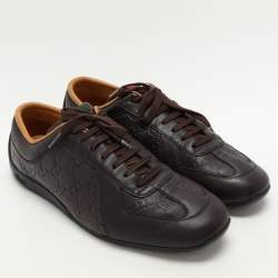 Gucci Brown Guccissima Leather Low Top Sneakers Size 43