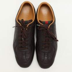 Gucci Brown Guccissima Leather Low Top Sneakers Size 43