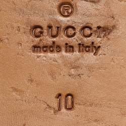 Pre Owned Gucci Brown Leather Bee Embroidered Brogue Derby Size 44