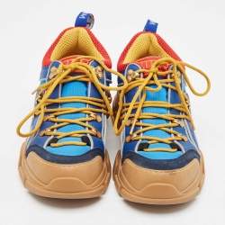 Gucci Multicolor Leather and Mesh Flashtrek Reflective Sneakers Size 39