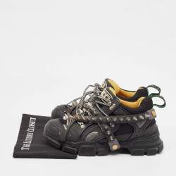 Gucci Black Leather and Mesh Removable Spikes Flashtrek Sneakers Size 40