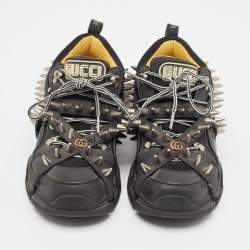 Gucci Black Leather and Mesh Removable Spikes Flashtrek Sneakers Size 40