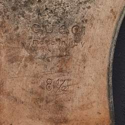 Pre Owned Gucci Black Leather GG Marmont Web Slip on Loafers Size 42.5