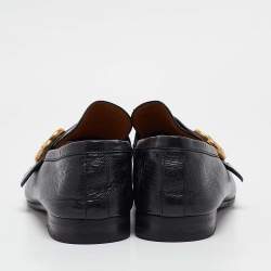 Pre Owned Gucci Black Leather GG Marmont Web Slip on Loafers Size 42.5