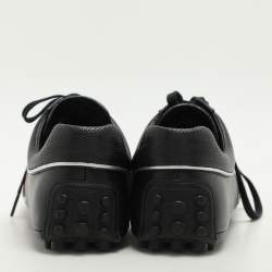 Gucci Black Leather Web Trainers Sneakers Size 40