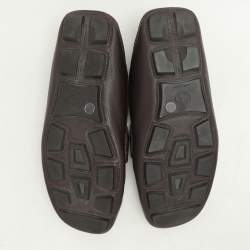 Gucci Brown Leather Web Marmont Driver Loafers Size 40