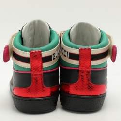 Gucci Black Leather Stripe Ace High Top Sneakers Size 39