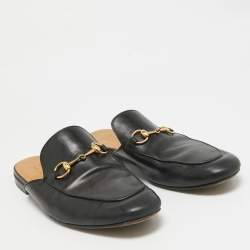 Gucci Black Leather Princetown Mules Size 44